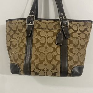 Used  brown/tan Coach logo shoulder bag